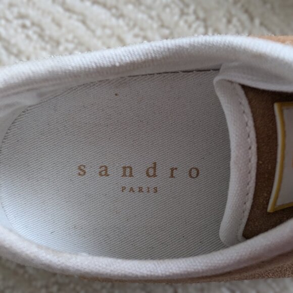 Sandro Paris Flame Suede Sneakers | EU 36 / US 5.5 | Beige & Red | NWT - Picture 6 of 9